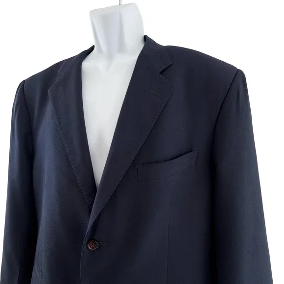 Ermenegildo Zegna Suit Jacket Mens 44 Navy Blue 100% Trofeo Wool 2 Blazer Italy